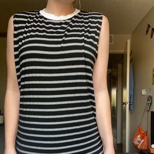 Black and white striped dress